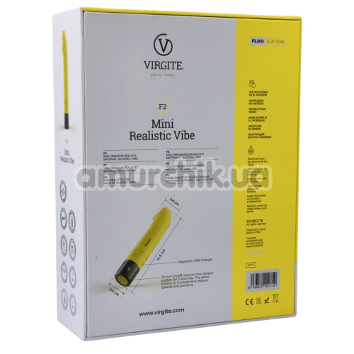 Вибратор Virgite Fluo Mini Realistic Vibe F2, желтый