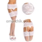 Комплект Stockings білий: панчохи + пояс-трусики (модель 5521) - Фото №1