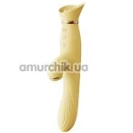 Вібратор з вакуумним стимулятором і підігрівом Zalo Rose Rabbit Vibrator, жовтий - Фото №1