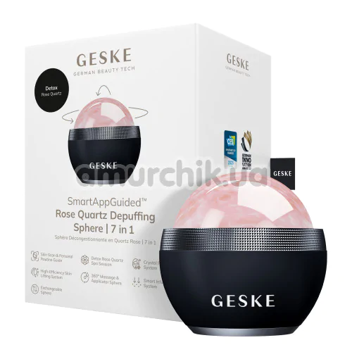Кульковий масажер для обличчя Geske Rose Quartz Depuffing Sphere 7 in 1, чорний