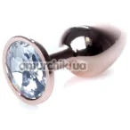 Анальная пробка с прозрачным кристаллом Exclusivity Jewellery Red Gold Plug, золотая - Фото №1