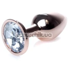 Анальная пробка с прозрачным кристаллом Exclusivity Jewellery Red Gold Plug, золотая - Фото №1