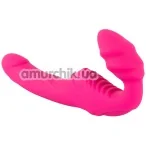 Безременевий страпон з вібрацією Double Teaser Vibrating Strapless Strap - On, рожевий - Фото №1