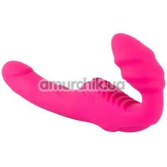 Безременевий страпон з вібрацією Double Teaser Vibrating Strapless Strap - On, рожевий - Фото №1