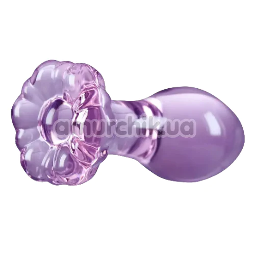 Анальная пробка Crystal Glass Flower, фиолетовая