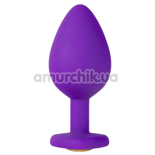 Анальна пробка з золотим кристалом Temptasia Bling Plug Medium, фіолетова