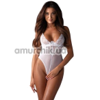 Боді Obsessive Alissium Crotchless, біле - Фото №1