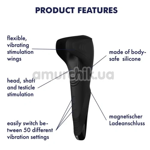 Мастурбатор з вібрацією Satisfyer Men Wand, чорний