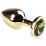 Анальная пробка с зеленым кристаллом SWAROVSKI Gold Chrysolite Middle, золотая