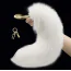 Анальная пробка с белым хвостиком Lockink Sevanda White Fox-Tail Anal Plug Pear, золотая - Фото №16
