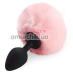 Анальная пробка с розовым хвостиком Art Of Sex Silicone Butt Plug Rabbit Tail M, черная - Фото №1