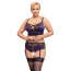Комплект Cottelli Curves Set, черно-фиолетовый: бюстгальтер + трусики с подвязками для чулок - Фото №1