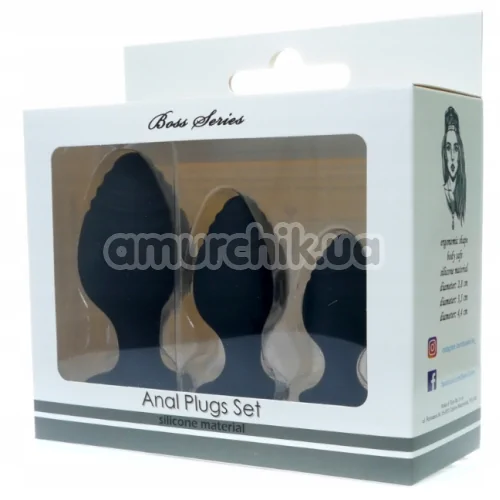 Набор из 3 анальных пробок Boss Series Anal Plugs Set, черный