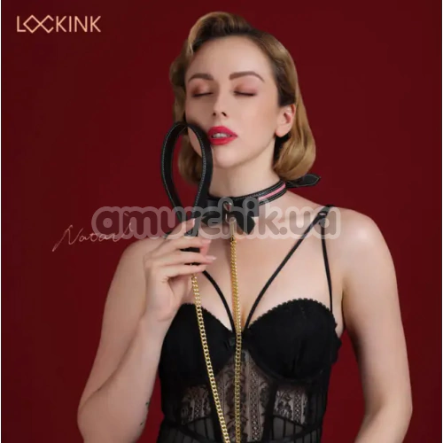 Ошейник с поводком Lockink Sevanda Love Heart Butterfly Leather Collar, черный