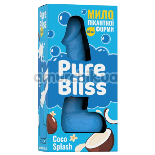Мило у вигляді пеніса з присоскою Pure Bliss Small Coco Splash - кокос, блакитне
