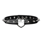 Нашийник DS Fetish Spike Collar With Heart, чорний - Фото №1