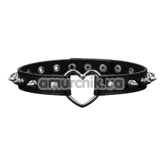 Ошейник DS Fetish Spike Collar With Heart, черный - Фото №1