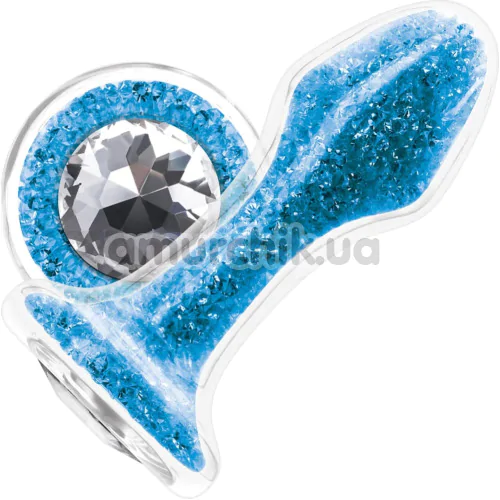 Анальна пробка Stardust Premium Glass Plug Glam, блакитна