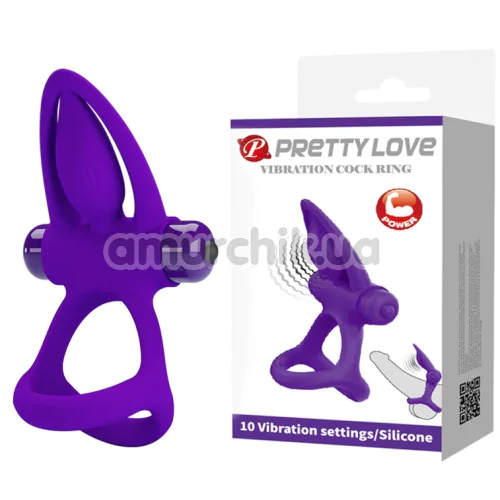 Виброкольцо для члена Pretty Love Vibration Cock Ring, фиолетовое