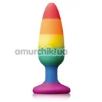 Анальная пробка Colourful Love Rainbow Anal Plug Medium, радужная - Фото №1