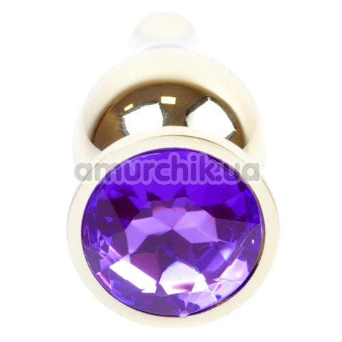 Анальна пробка з фіолетовим кристалом Exclusivity Jewellery Gold Plug Long, золота