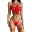 Комплект Star Night Openable Bow Sexy Bra Set, красный: бюстгальтер + трусики-стринги + гартеры - Фото №6
