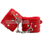 Фіксатори для рук DS Fetish Furry Hand Restraints, червоні - Фото №1