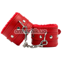 Фіксатори для рук DS Fetish Furry Hand Restraints, червоні - Фото №1