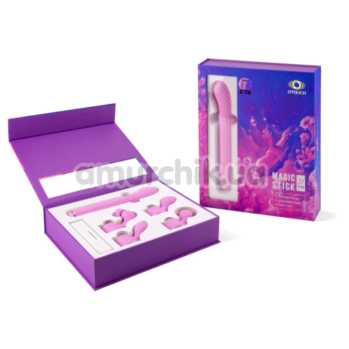 Вибратор для точки G с насадками Otouch Magic Stick S1 Plus, розовый