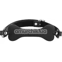 Кляп Ouch! Silicone Bone Gag With Adjustable Leather Straps, чорний - Фото №1