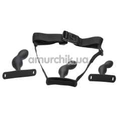 Набор из 3 стимуляторов простаты с поясом Master Series P-Spot Plugger Trainer Set, черный - Фото №1