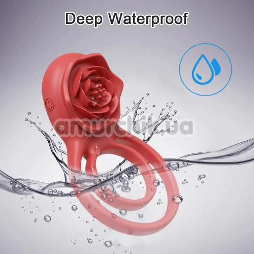 Віброкільце для члена Rose Cock Ring, червоне