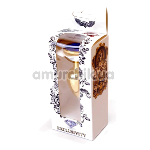 Анальна пробка з синім кристалом Exclusivity Jewellery Gold Plug, золота
