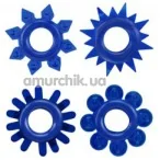 Набор из 4 эрекционных колец Get Lock Cock Rings Set, синий - Фото №1