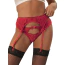 Комплект Star Night Sheer & Lace Bow Garter Belt, червоний: пояс для панчіх + трусики - Фото №1