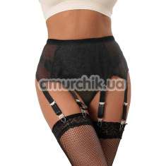 Комплект Star Night Lace Garter Panty, черный: пояс для чулок + трусики-стринги - Фото №1
