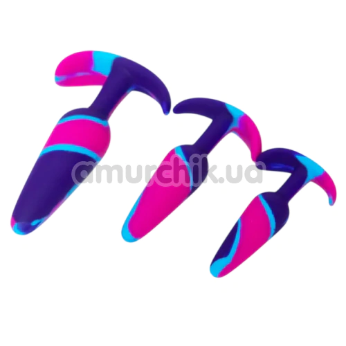 Набор из 3 анальных пробок Colorful Anal Plug, разноцветный