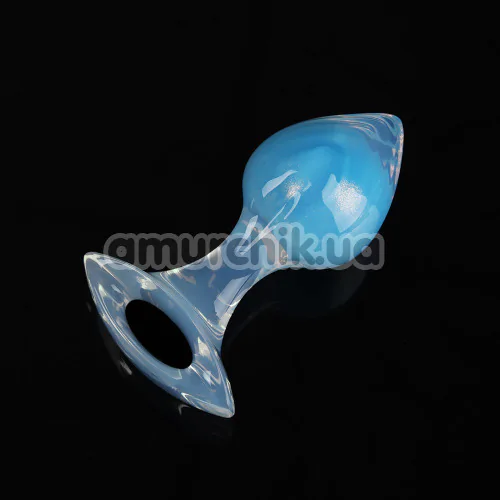 Анальная пробка Univibe Glow-In-Dark Smooth S, голубая