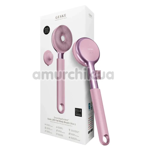 Звукова щітка для тіла Geske Sonic LED Full-Body Brush 9 in 1, світло-рожева