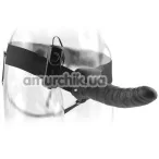 Порожній страпон з вібрацією 8 Inch Vibrating Hollow Strap-On, чорний - Фото №1