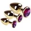 Набір з 3 анальних пробок з рожевим кристалом SWAROVSKI Gold Amethyst, золотий