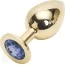 Анальна пробка з синім кристалом SWAROVSKI Steel Jewel Plug, золота