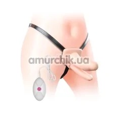 Двойной полый страпон с вибрацией Lovetoy Vibrating Unisex Hollow Strap On - Фото №1