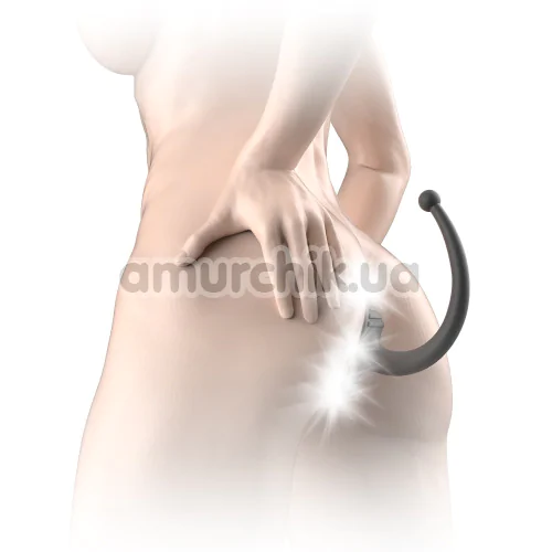 Анальна пробка з вібрацією і хвостом Pretty Love Anthony, чорна