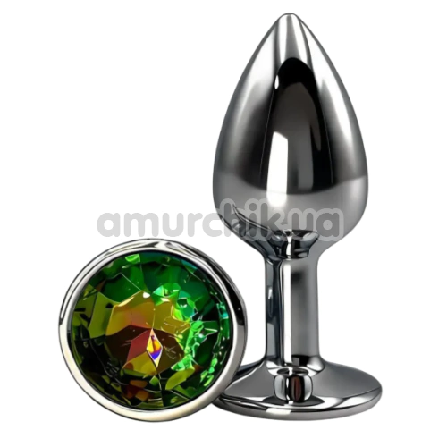 Анальна пробка з райдужним кристалом Alume Metal Plug S, срібна