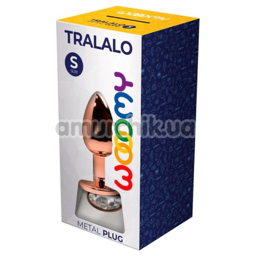 Анальна пробка з прозорим кристалом Wooomy Tralalo Metal Plug S, золота