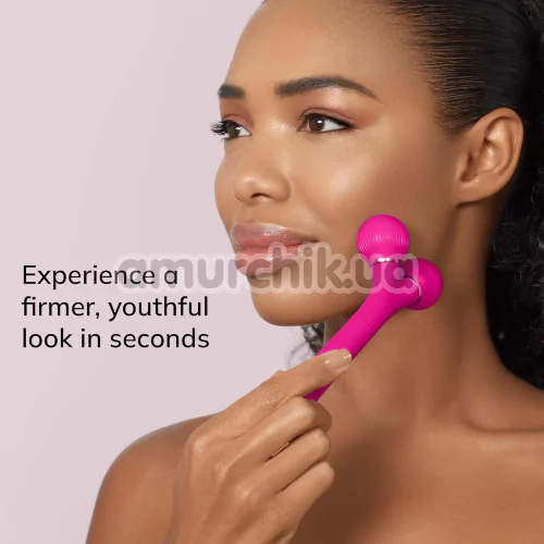Ультразвуковий масажер для обличчя Geske Sonic Facial Roller 4 in 1, яскраво-рожевий