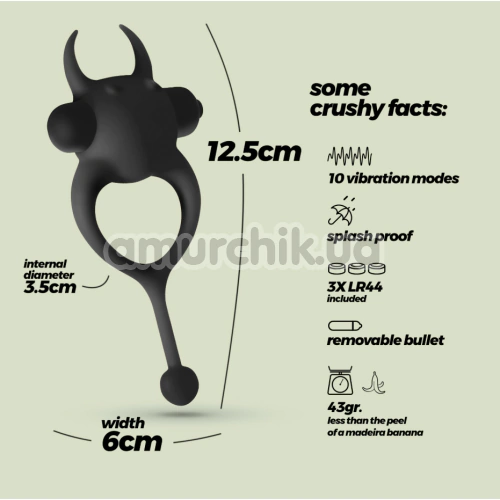 Виброкольцо для члена Crushious Daemon, черное