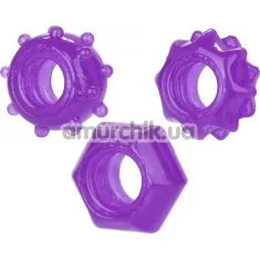 Набор из 3 эрекционных колец Reversible Ring Set, фиолетовый - Фото №1