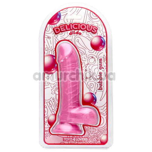 Фаллоимитатор с ароматом жвачки Delicious Dildo Bubble Gum 18 см, розовый